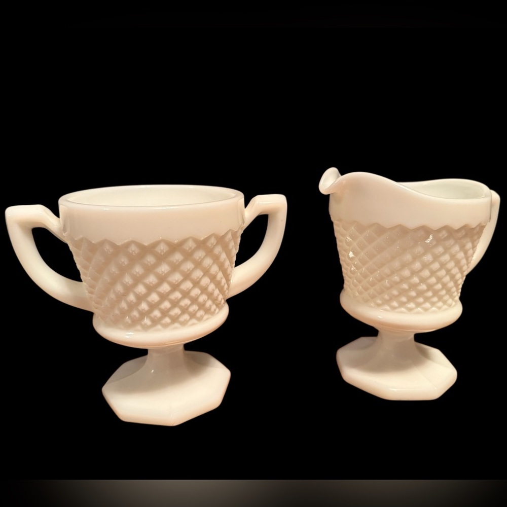 Milk glass sugar and creamer